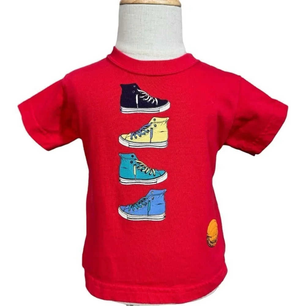 Carter’s Vintage Baby Boys Short Sleeve Red Sneaker Graphic Tee. 6-9 Months.